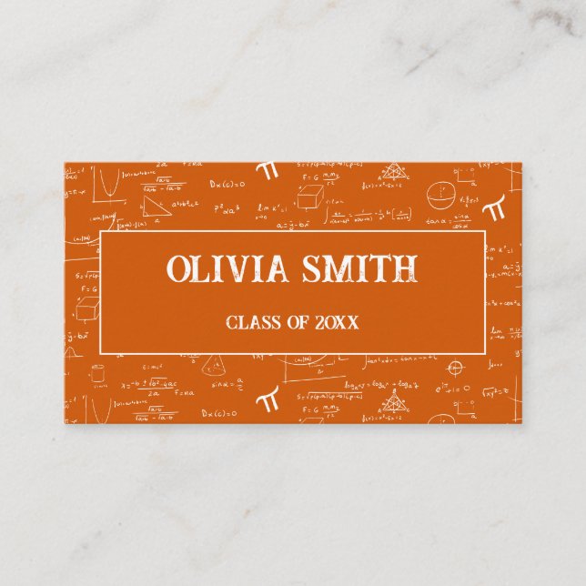 Carte De Visite Formules Mathématiques Orange Professionnel Diplôm (Devant)