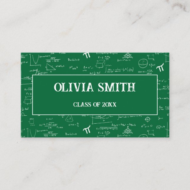 Carte De Visite Formules Mathématiques Vertes Professionnelles Dip (Devant)