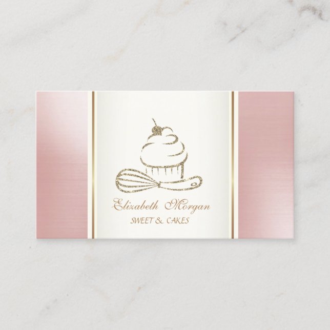 Carte De Visite Fouet à Cupcake Pailleté Élégant (Devant)