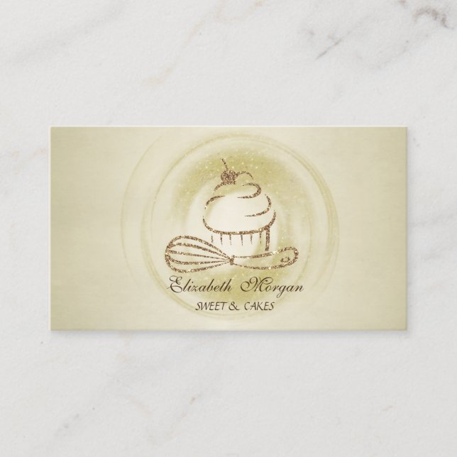 Carte De Visite Fouet à cupcakes pailleté professionnel moderne (Devant)