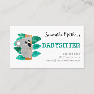 Carte De Visite Fournisseur de Childcare de babysitter de koala