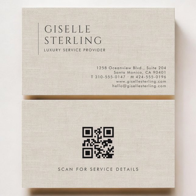 Carte De Visite Fournisseur de services de luxe Code QR linge neut (Créateur téléchargé)