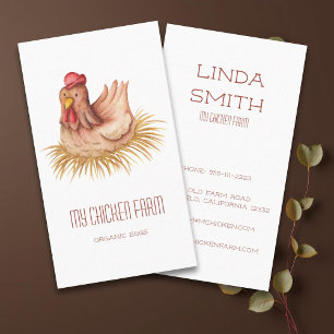 Carte De Visite Fournisseur d'oeufs fermiers Aquarelle Hen Farm