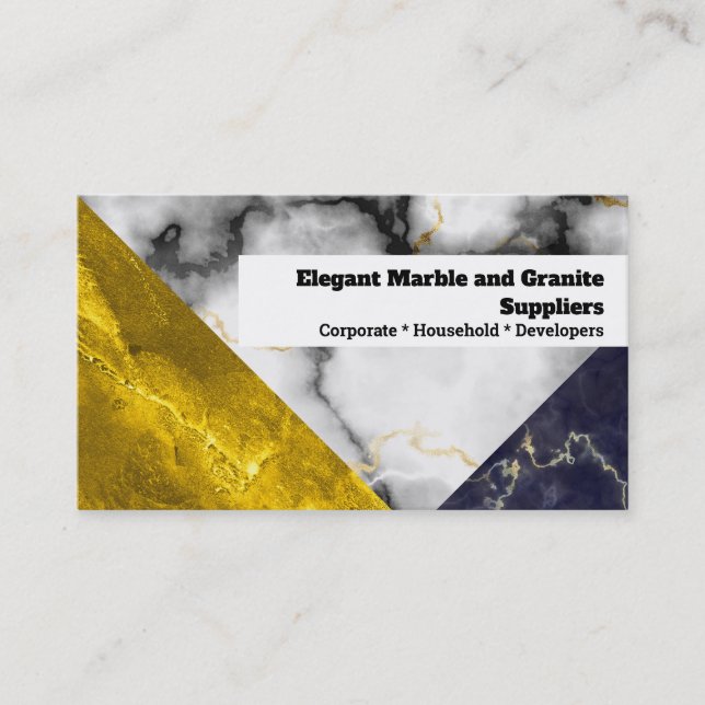Carte De Visite Fournisseurs de granit noir blanc blanc et or en m (Devant)