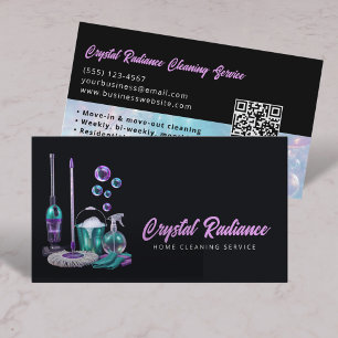 Carte De Visite Fournitures de service de nettoyage Code QR modern