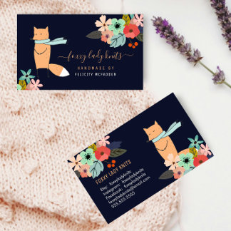 Carte De Visite Fox et Floral Petite entreprise
