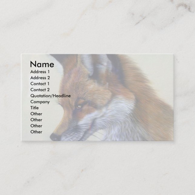 Carte De Visite Fox rouge (étude principale) (Devant)