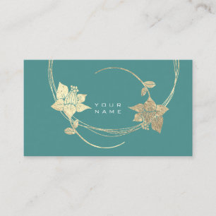 Carte De Visite Foxier Gold Floral Turquoise Glam vert