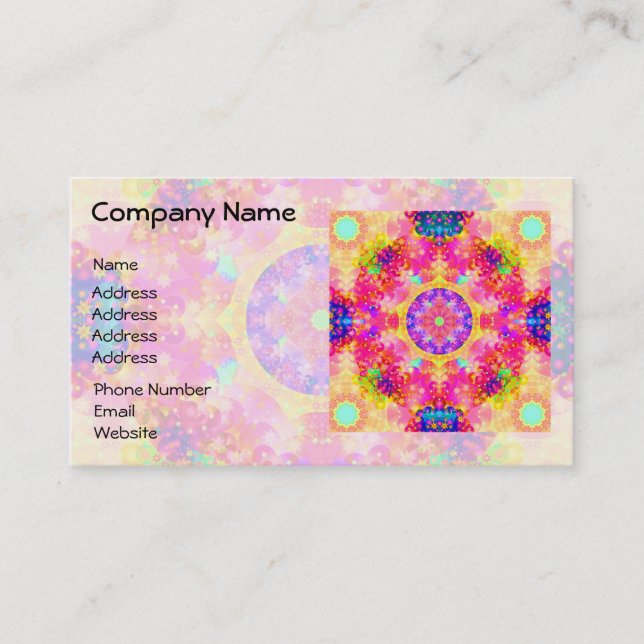 Carte De Visite Fractage Kaleidoscope rose et jaune (Devant)
