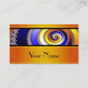Carte De Visite Fractal Art Spiral - bleu jaune + votre texte