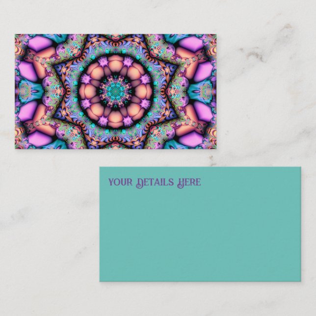Carte De Visite Fractal Mandala Floral Psychedelic (Devant / Derrière)