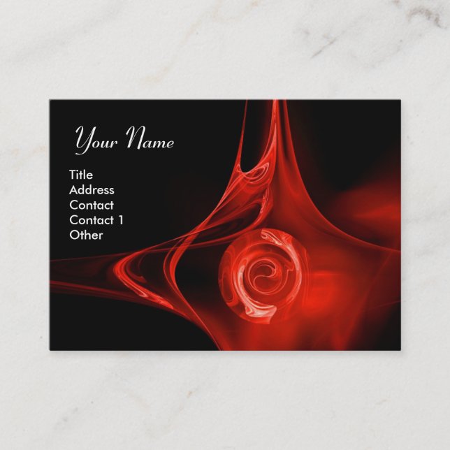 Carte De Visite FRACTAL ROSE 1 rouge vif noir (Devant)