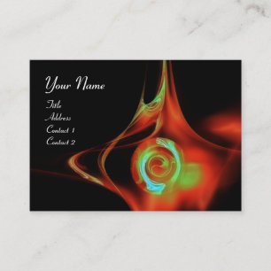 Carte De Visite FRACTAL ROSE ABSTRAIT SWIRLS rouge turquoise noir