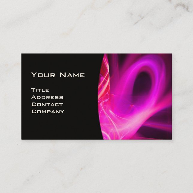 Carte De Visite FRACTAL SWIRL GEM MONOGRAS noir blanc rose (Devant)