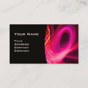 Carte De Visite FRACTAL SWIRL GEM MONOGRAS noir blanc rouge rose