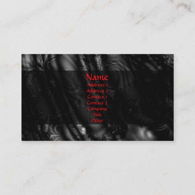 Carte De Visite Fractale noire de dentelle (Devant)