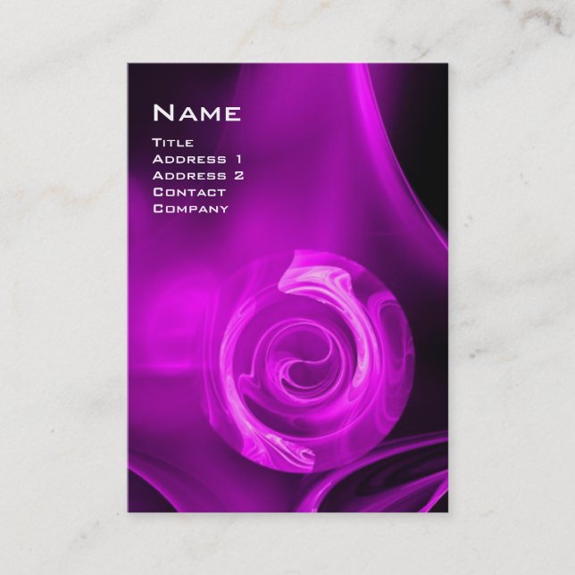 Carte De Visite FRACTALE ROSE 4 MONOGRAMME violet pourpre noir écl (Devant)