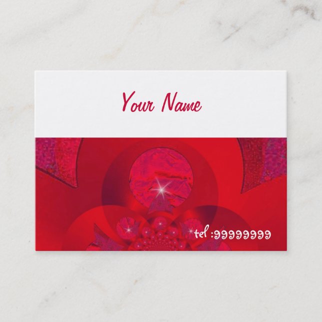 Carte De Visite fractale rouge avec éclat (Devant)