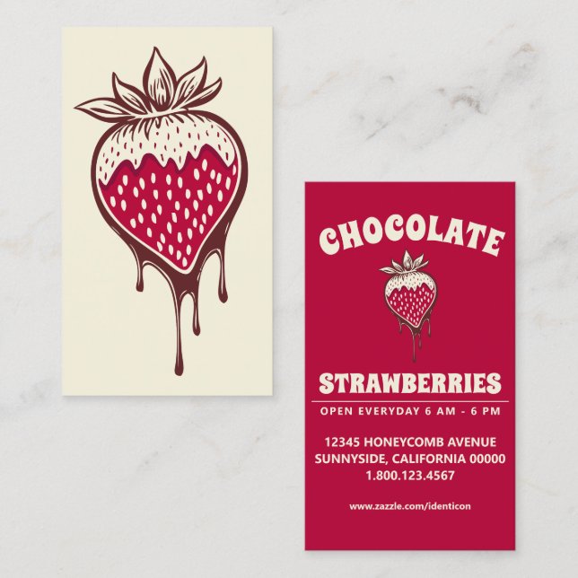 Carte De Visite fraise au chocolat (Devant / Derrière)