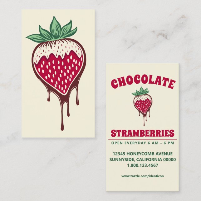 Carte De Visite fraise au chocolat (Devant / Derrière)