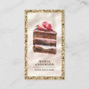 Carte De Visite Fraise Chocolat Gâteau Tranché Chef pâtisserie Bou