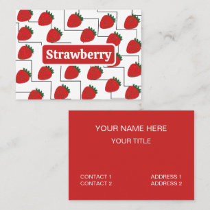 Carte De Visite Fraise rouge chevron rayures fruit