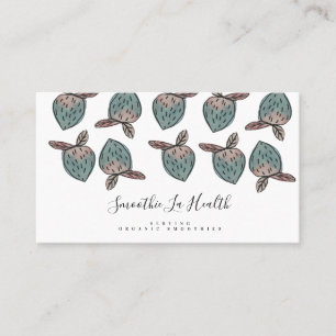Carte De Visite Fraises à l'aquarelle Doodle Rose Bleu