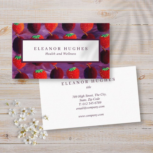 Carte De Visite Fraises aux fruits modernes Prunes Professionnel (Modern fruit strawberries Plums Professional Business Card)