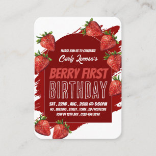Carte De Visite Fraises, Berry First Birthday Handout Billets