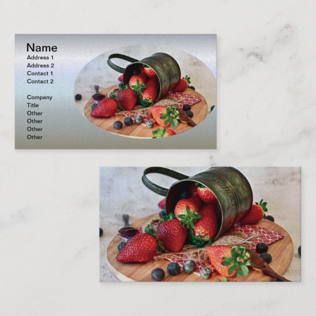Carte De Visite Fraises Blueberries Fruits et sucreries (Devant / Derrière)