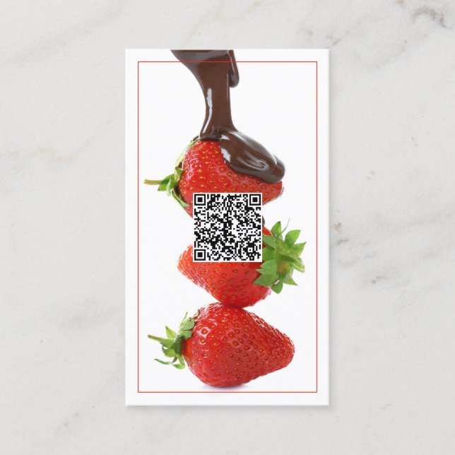 Carte De Visite Fraises de chocolat QR personnalisée (Devant)