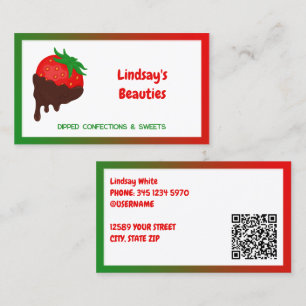 Carte De Visite 🍓 Fraises de chocolat QR personnalisée