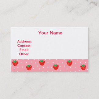 Carte De Visite Fraises et Pois roses
