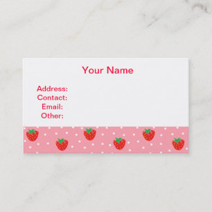 Carte De Visite Fraises et rose de pois