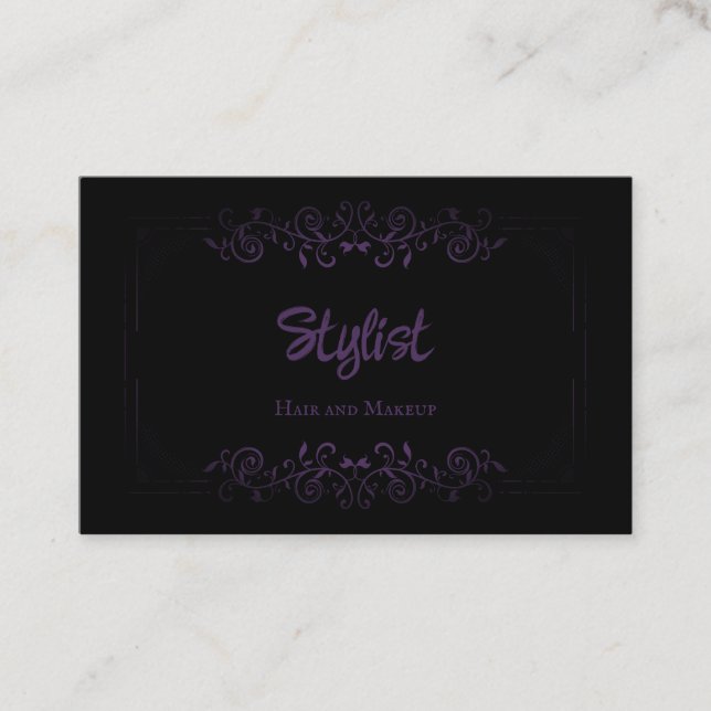 Carte De Visite Français gothique Damask Stylist violet (Devant)