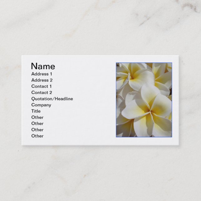 Carte De Visite Frangipani hawaïen (Devant)