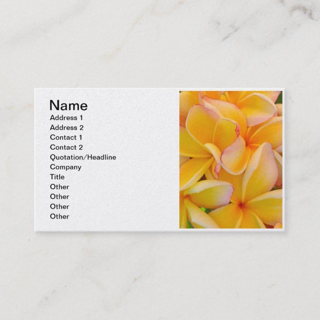 Carte De Visite Frangipani hawaïen (Devant)