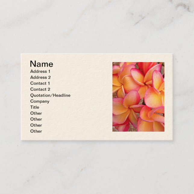 Carte De Visite Frangipani hawaïen (Devant)