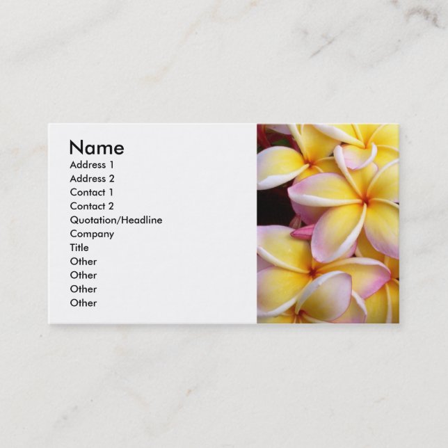 Carte De Visite Frangipani - Plumeria (Devant)