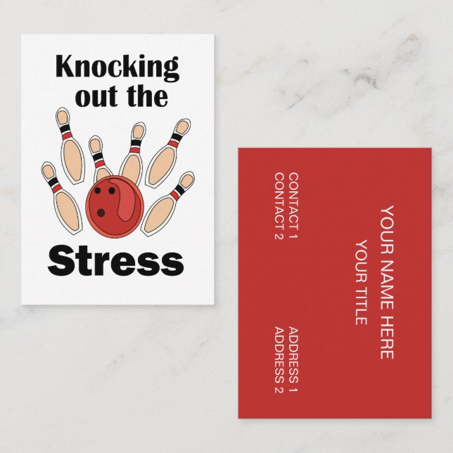 Carte De Visite Frappe de Quille Éliminant le Stress Entraîneur de (Devant / Derrière)