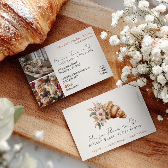 Carte De Visite French Artisan Cafe Bakery Patisserie Photo (French Artisan Cafe Bakery Patisserie Photo Business Card)