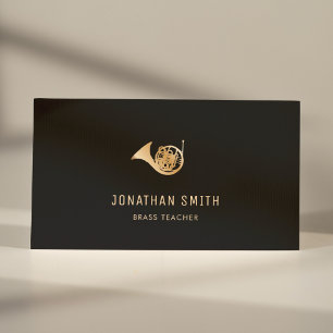 Carte De Visite French Horn Gold & Black Brass Enseignant Minimali