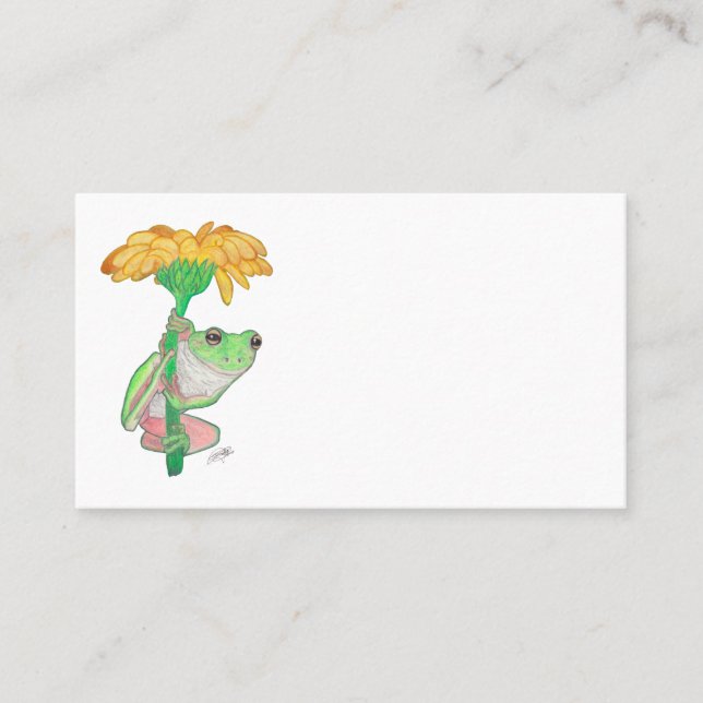 CARTE DE VISITE FROG IN FLOWER UNDER THE RAIN (Devant)