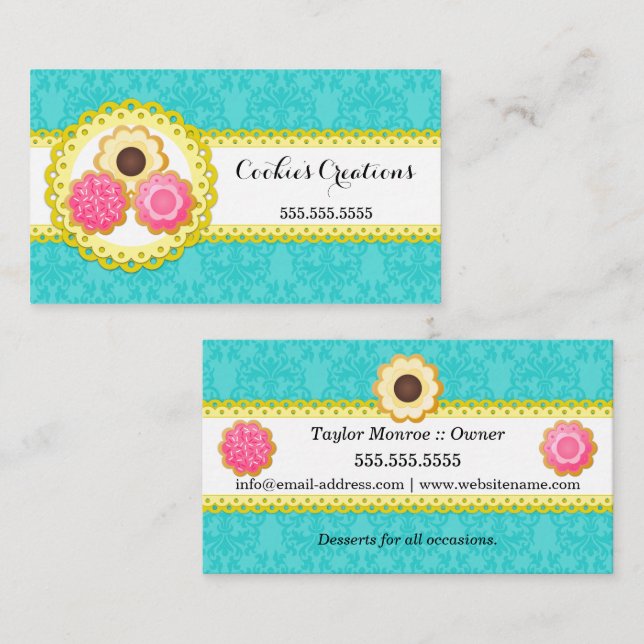 Carte De Visite Frontière crantée par damassé de boulangerie de (Devant / Derrière)