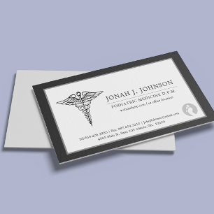 Carte De Visite Frontière noire minimaliste podiatriste