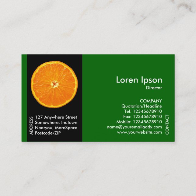 Carte De Visite Fruit de bande noire - Clémentine - Vert (Devant)