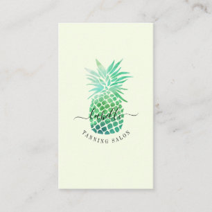 Carte De Visite Fruit tropical d'ananas d'aquarelle verte et