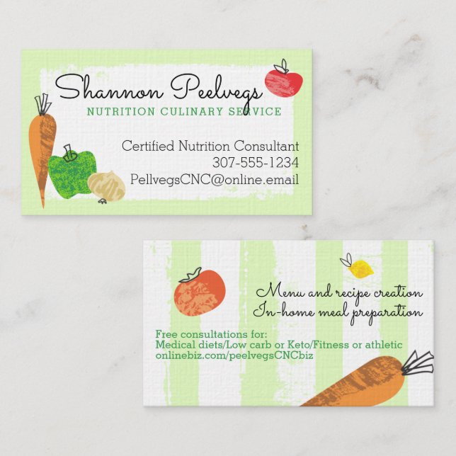 Carte De Visite Fruit végétal bio chef nutritionniste  (Devant / Derrière)
