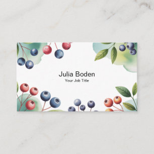 Carte De Visite Fruits aquarelle de baies et branches