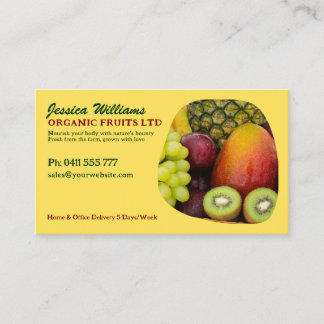 Carte De Visite Fruits bio Fruits frais Vibrant Conception avec co